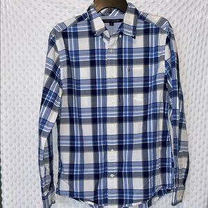 Tommy Hilfiger Blue and White Plaid Shirt